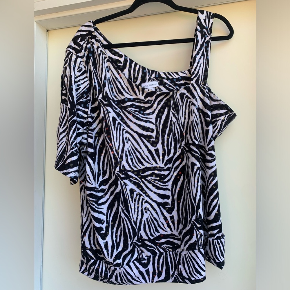 Women’s Plus Size Blouse Shirt Zebra Black White Clubbing Top
